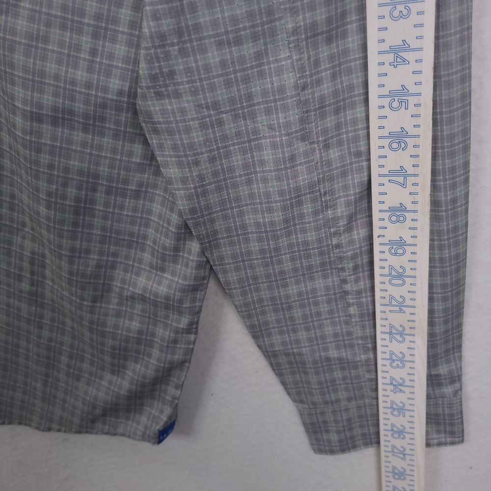 Huk Performance Fishing Button Up Shirt Mens XXL Grey Plaid Long Sleeve Vented - Picture 9 of 11
